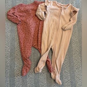 Organic Cotton 2pc mori/MaisonMe Footed Zipper Pajamas Girl Sz 0-3M